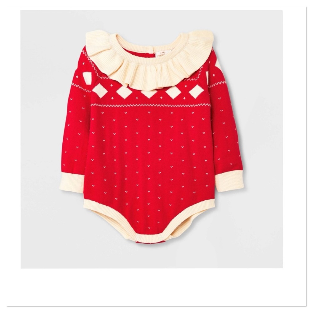 Baby’s Girls Fair Isle Sweater Romper Cat & Jack